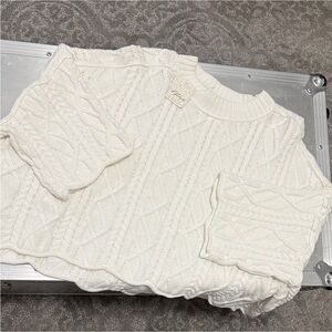 Free People Cream Cable Knit Sweater